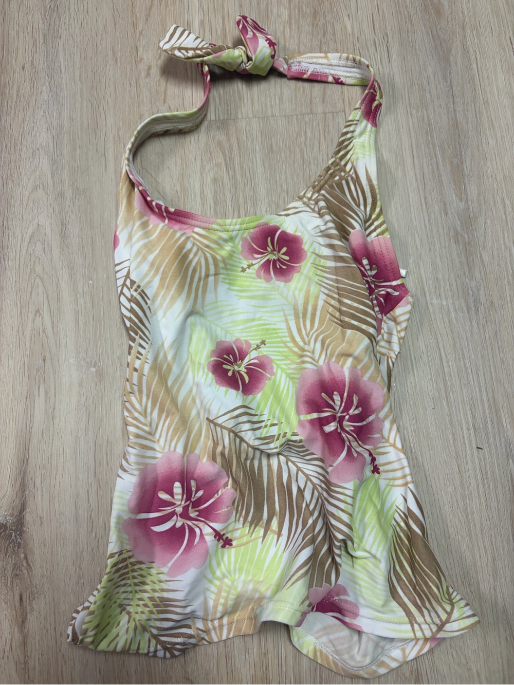 Floral Halter Top in Pink and Green